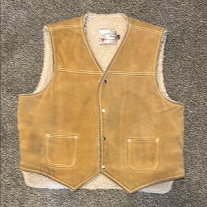 Vintage Sears “The Leather Shop” Men’s Suede Leather Fleece Lined Vest Size XL